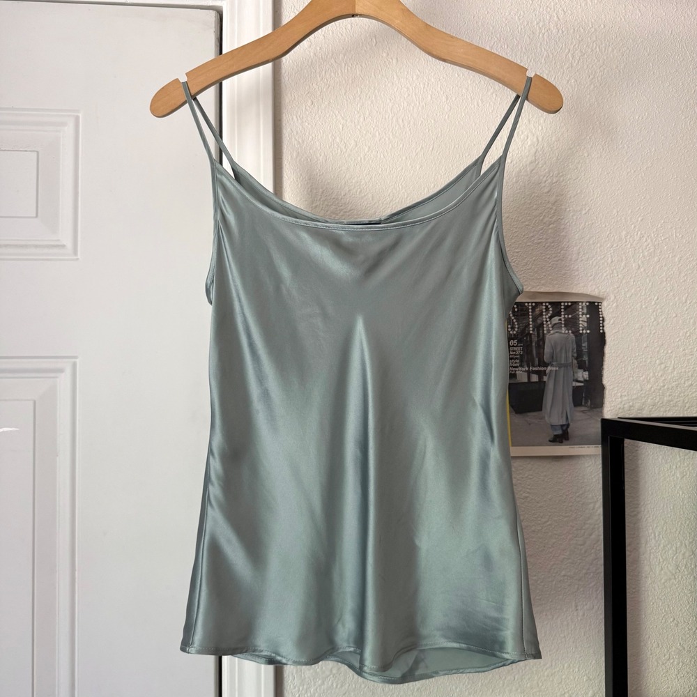 LAND'S END mint seafoam green silk cami slip cropped tank top